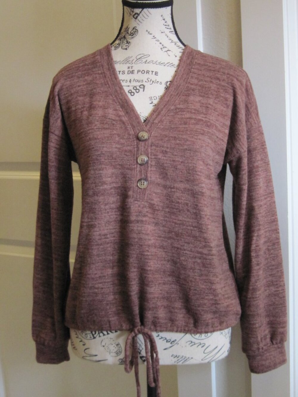 Olivia Sky Drawstring Top, Size Small
